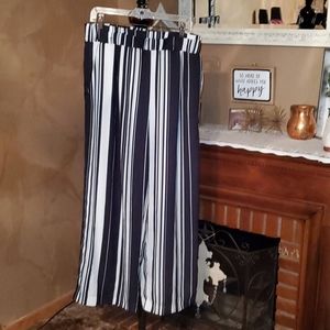 Black and white striped pants